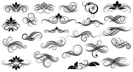 Collection of Decorative Flourishes and Swirls for Design.