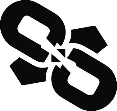 Broken link connection icon black solid silhouette broken chain link symbol isolated on transparent background vector