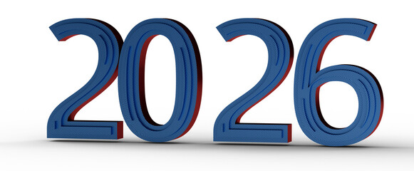 Image of the number 2026 on a white background, perfect for new year greetings and concepts. © vegefox.com