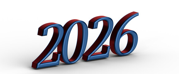 Bold 3D rendering of the year 2026. Perfect for new year events, projections, and futuristic...