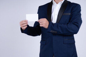 Person holding blank card with space for message