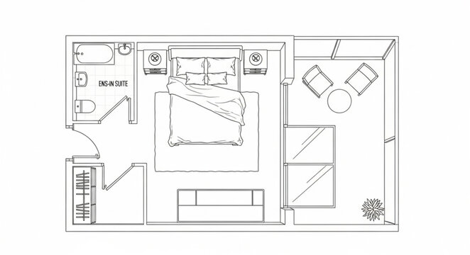 Residential Floor Plan Blueprint Diagram.