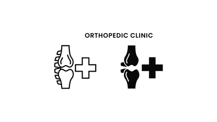 Orthopedic Clinic Logo with Ankle Injury and Cross Symbols Page in Simple Black and White Design for Medical Branding