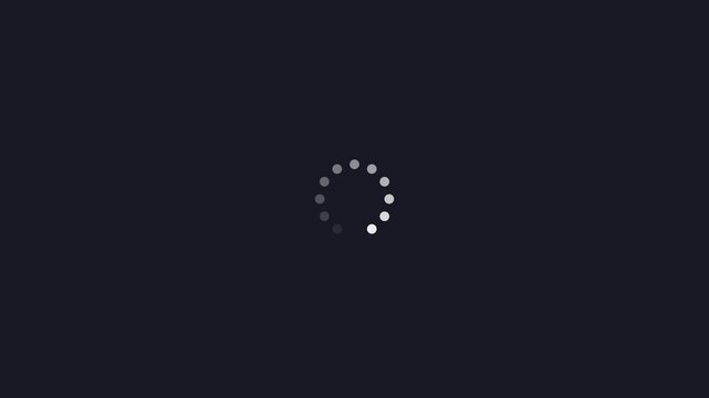 Animated lo Neon white LOADING circle loading and buffering icon animation. Neon loading circle upload or download animation Waiting symbol .spinner icon with pink dots on dark