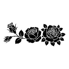 Black Rose Border Silhouette Vector &ndash; Elegant Floral Arrangement Illustration