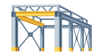 Fototapeta premium Steel Structural Framework Illustration: Modern Construction Engineering with Metal Beams and Columns Design Element