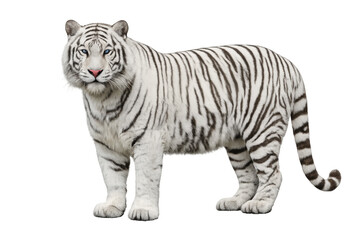 Obraz premium White tiger standing looking at camera on transparent background