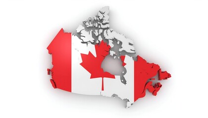 Canada Map Filled with National Flag Design