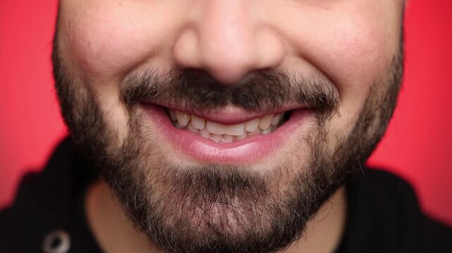 Strange creepy smile.  Man smiling creepy. Bizarre smile