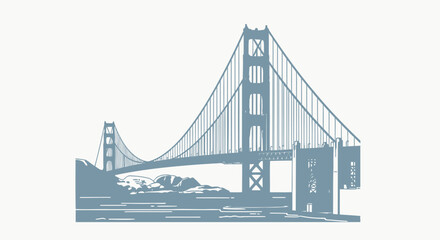 Fototapeta premium Golden Gate Bridge iconic San Francisco landmark in stunning illustration
