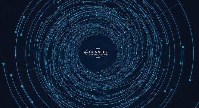 Abstract connecting lines and dots forming a circular network design