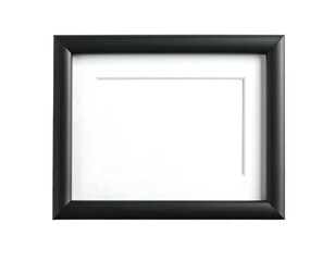 Black picture frame with white matting isolated on white background.
