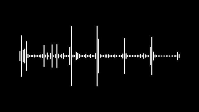 Sound line visualization audio spectrum white on black background