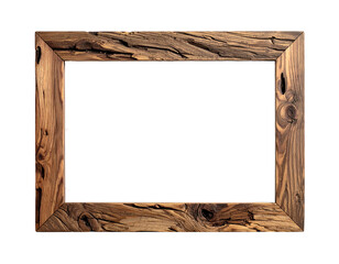 Rustic wooden picture frame with a natural weathered appearance.