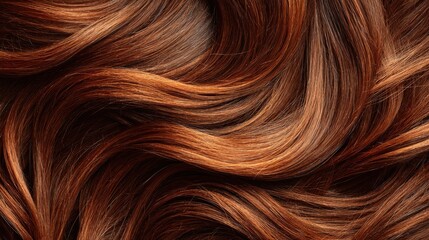 Fototapeta premium Close up texture of rich auburn hair showing flowing waves and highlights
