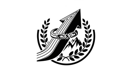 Abstract graphic representing growth and achievement with laurel wreath.