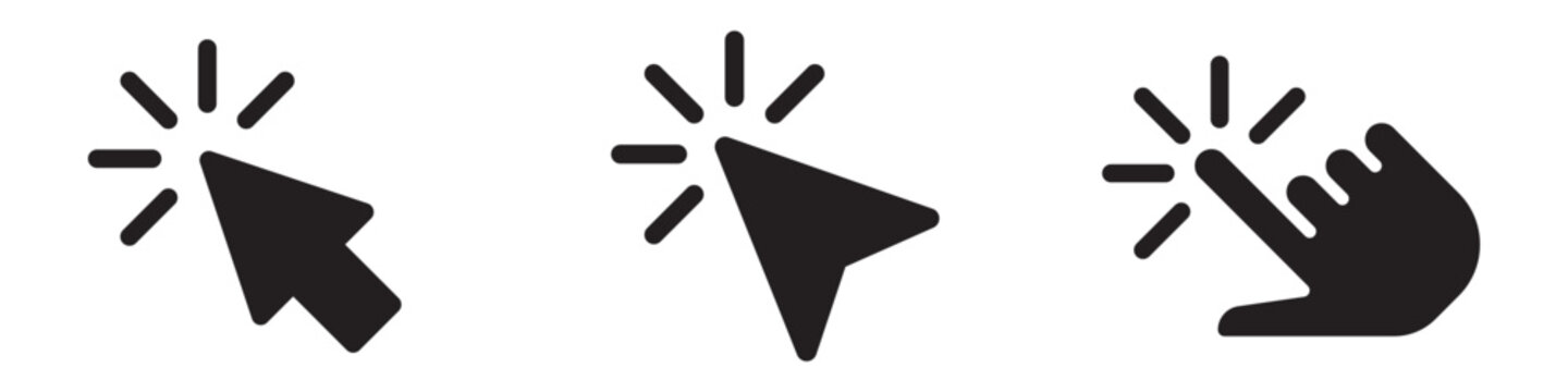 Computer mouse click pointer cursor arrow flat icon for apps and websites. Hand Cursor icons click and Cursor icons click.