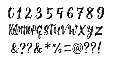 Black handwritten font with numbers, letters, and special characters.