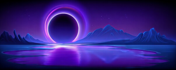 Obraz premium A purple sky with a large black hole in the middle. space background concept.
