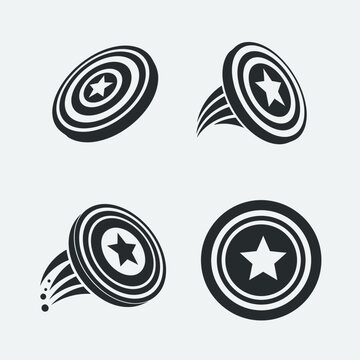 Captain America Shield Motion Icon Set &ndash; Superhero Star Emblem Vector Collection
