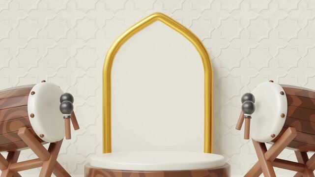 Islamic Celebration Display Drums Golden Arch Podium