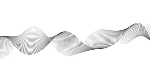 Fototapeta premium Minimalist Monochrome Flowing Wave Lines Forming Smooth Abstract Sound Pattern on Light Background Elegant Grey Geometric Harmony Vector Art Design.