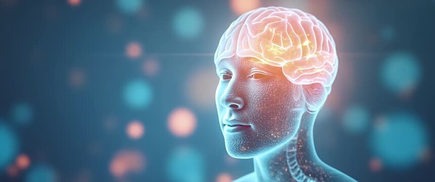 Neural network visualization with dynamic brain activity, featuring a slow camera pan and ambient light flicker, creates a futuristic, cinematic exploration of artificial intelligence and innovation.