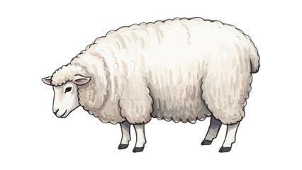Fluffy White Sheep Isolated Illustration © Andri