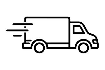 Fototapeta premium Delivery Truck Line Icon Fast Shipping Courier Van Vector Illustration