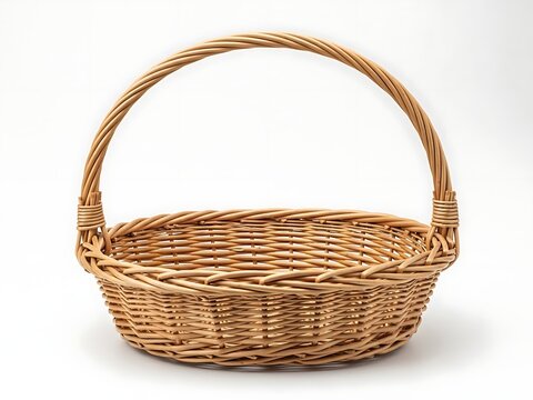 Easter basket woven wicker handle empty decoration