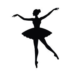 Black silhouette of ballerina dancing, elegant pose, graceful dancer, ballet performer, artistic
