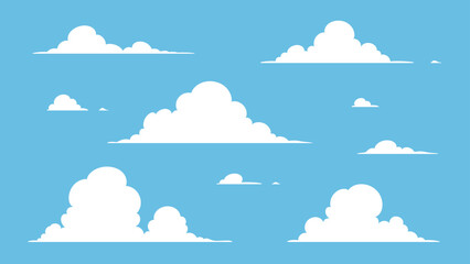 下が平らな雲のイラスト素材セット © ふわぷか