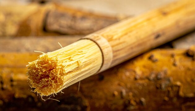 Close-up of Natural Miswak Chewing Stick: Traditional Oral Hygiene Tool