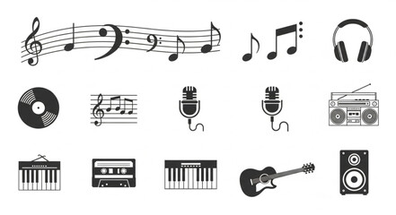 Collection of music related icons and symbols. © Toknah