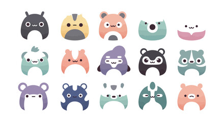 Collection of cartoon animal faces and game controllers displayed together on a clean white background viewed from a straightforward perspective.