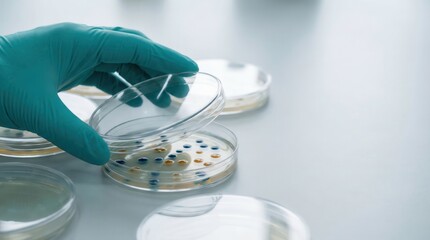 Close Up Of Petri Dish Selection During Lab Analysis