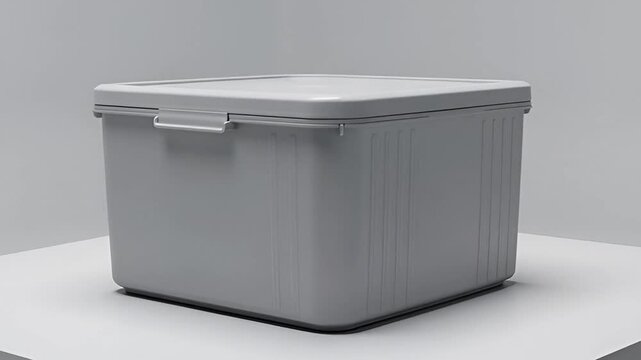 Minimalist gray box against white background clean lines and simple form