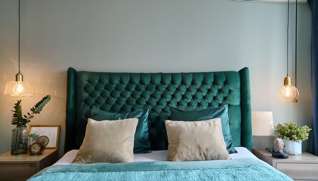 luxurious headboard cushion in soft velvet adding comfort and style to any bedroom perfect for reading in bed or simply relaxing upscale interior design velvet cushion