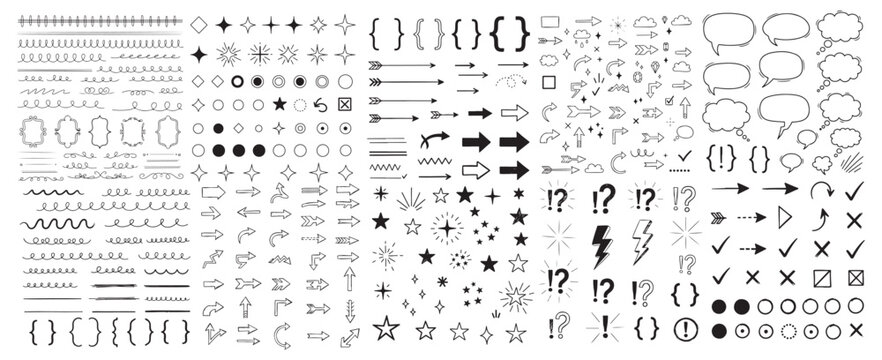 Organic Hand-Drawn Style Infographic Elements and Sketchy Symbols Set