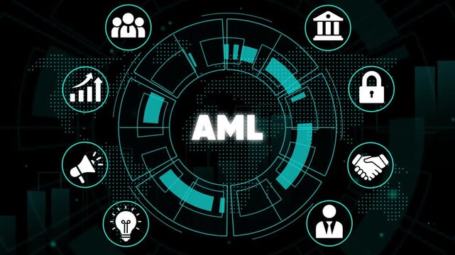 Anti Money Laundering A M L Concept with and Circular Diagram on Dark Background financial security compliance