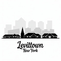 Obraz premium Levittown New York Skyline Silhouette – Classic Suburban Vector Illustration