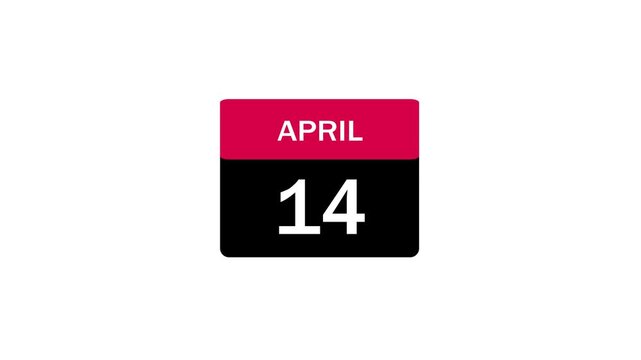 A clean and modern calendar icon featuring the date April 14th with a red header and black body. Perfect for scheduling, reminders, and event planning projects.