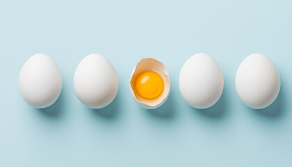 fresh farm chicken eggs on a colored background