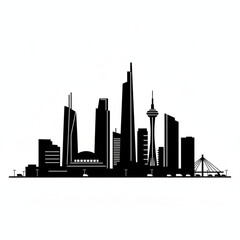 Fototapeta premium Modern City Skyline Silhouette Isolated on White Background