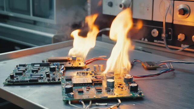 Detailed Circuit Board Inspection: Close-up of a PCB with Connectors and Components for Quality Control and Repair.