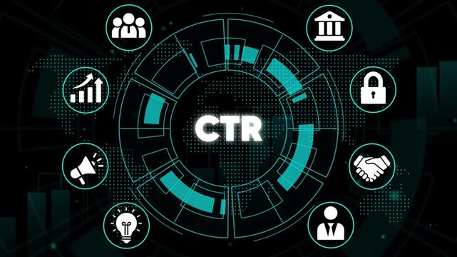 Click Through Rate C T R Infographic on Black Background with Teal Accents Business Finance Marketing Statistics