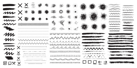 Fototapeta premium Hand Drawn Style Vector Brush Strokes, Scribbles, and Decorative Dividers