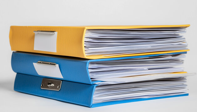 Office folders on white background