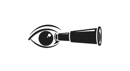Fototapeta premium eye looking through a telescope black and white illustration