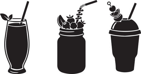 Refreshing Drinks and Smoothies Silhouettes